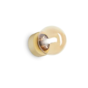 Applique murale boule bouton Ambre Cognac Verre