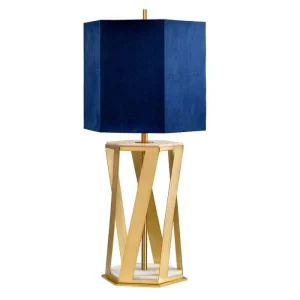 Lampe de table dore et bleu Salon