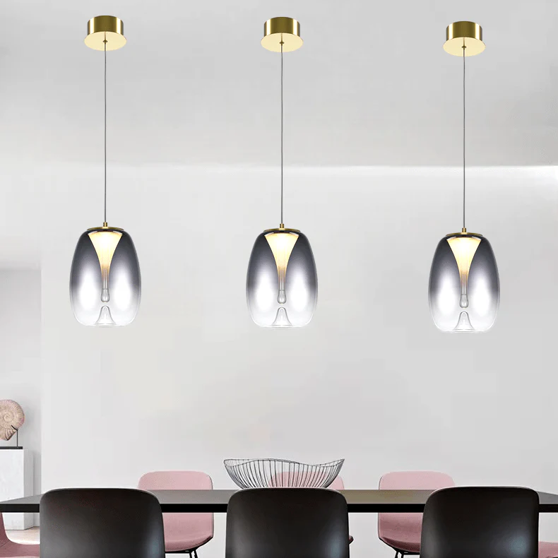 Suspension Sur Fil Verre Teinté Noir